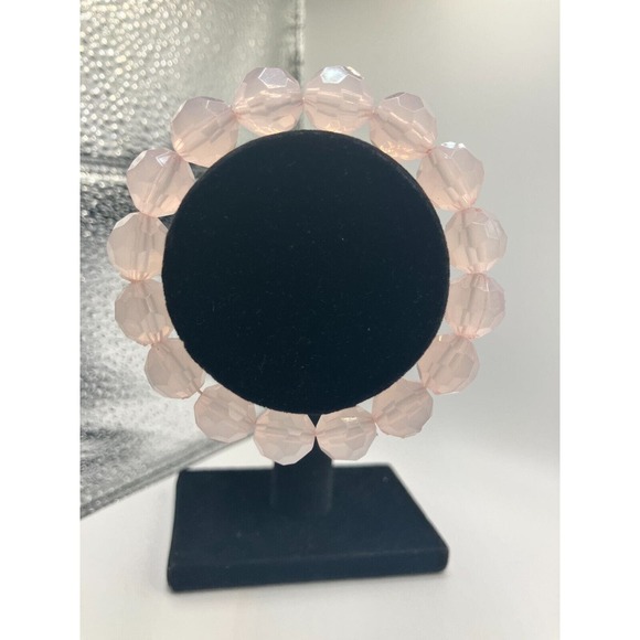 Pink Hexagon Matte Acrylic Beaded Stretch 2.75 Inch Around Bracelet! - Picture 1 of 7